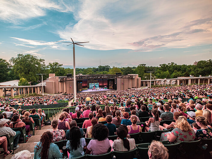 Free theatre tickets are available first-come, first-served in the free seats at The Muny. 