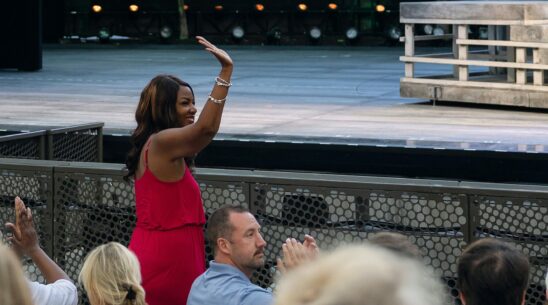 St. Louis Mayor Tishaura Jones is introduced June 17, 2024, on opening night of "Les Misérables" at The Muny.