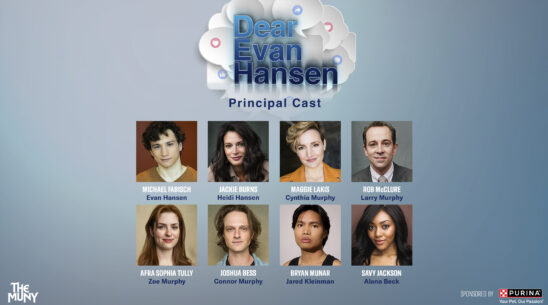 Headshots of principal cast members for Muny production of "Dear Evan Hansen"