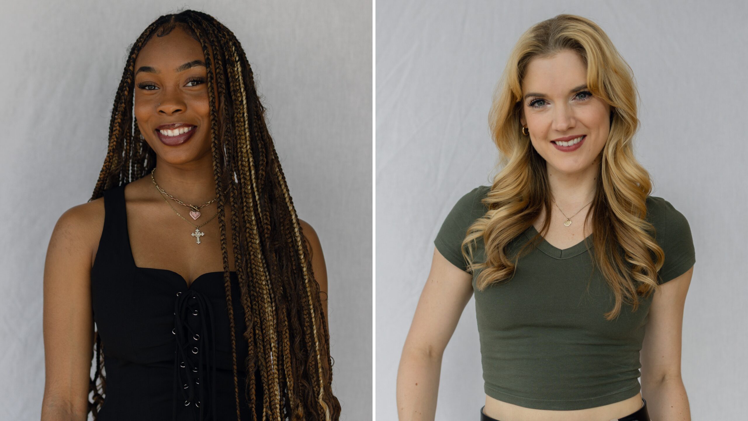 Portraits of Kennedy Holmes (left) and Jonalyn Saxer