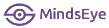 Purple stylized eye icon next to the word MindsEye in purple text on a white background, highlighting accessibility.