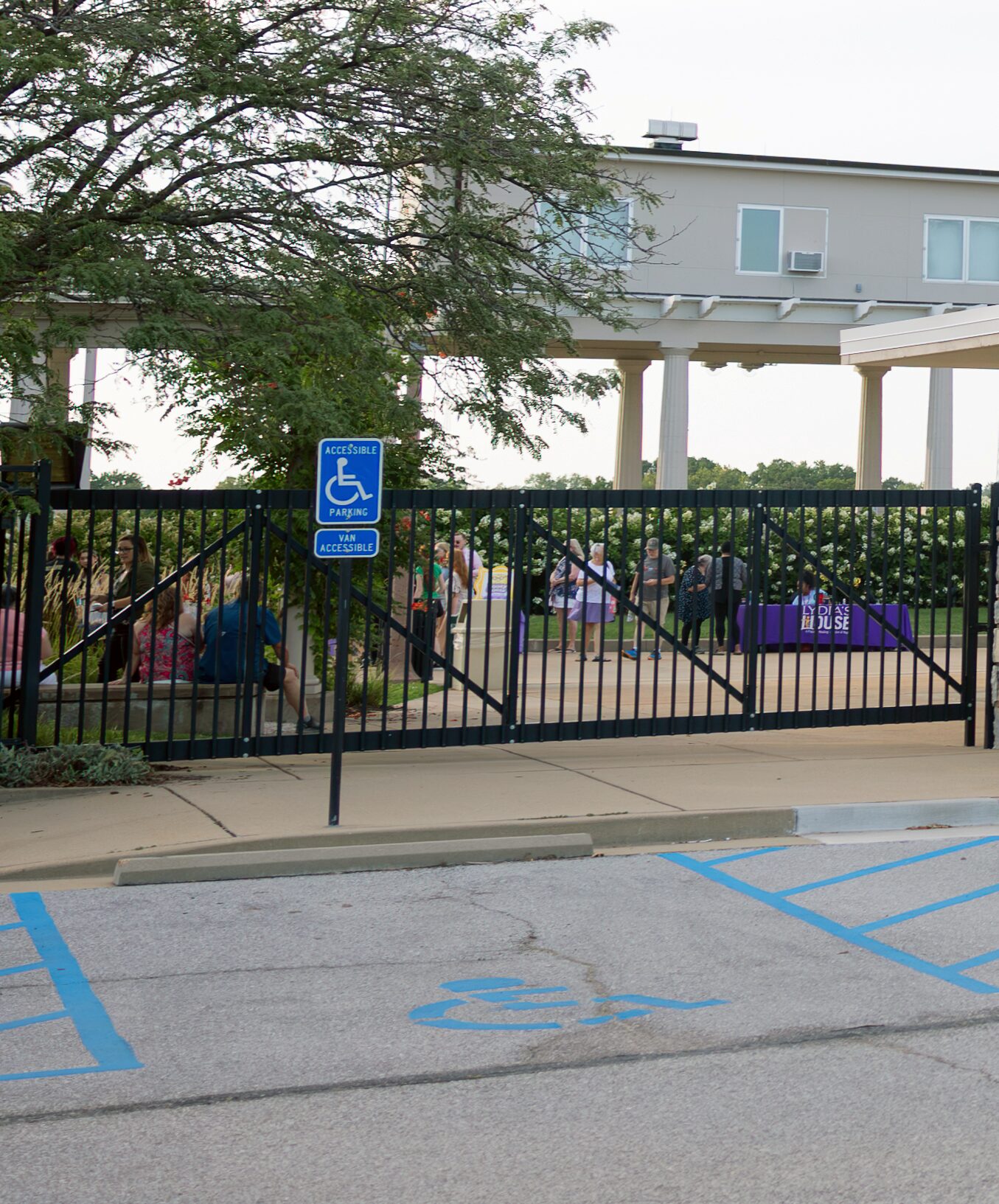 A detail photo of accessible parking spaces in the Upper Muny Lot
